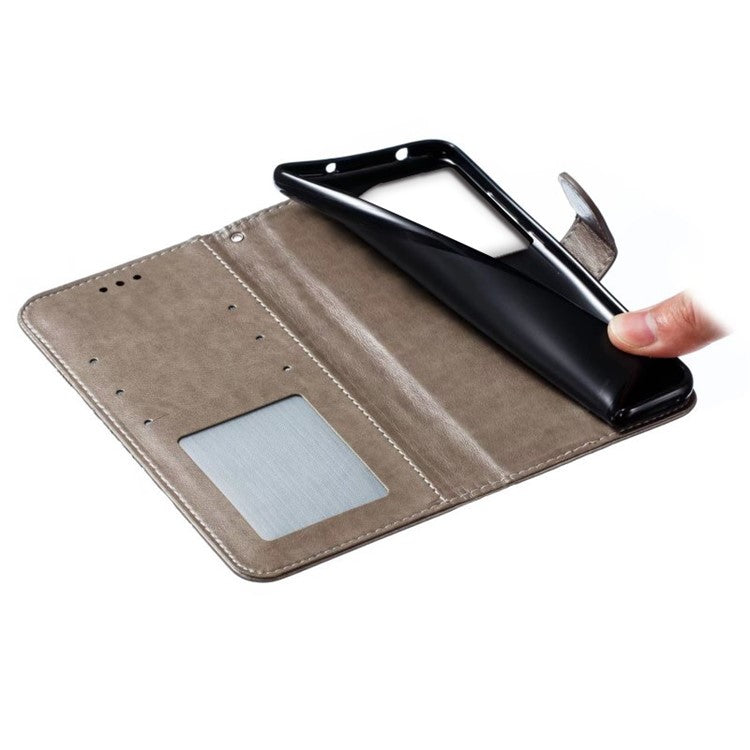 For OnePlus Ace 3 5G Case PU Leather Mandala Imprinted Design Wallet Phone Cover - Grey