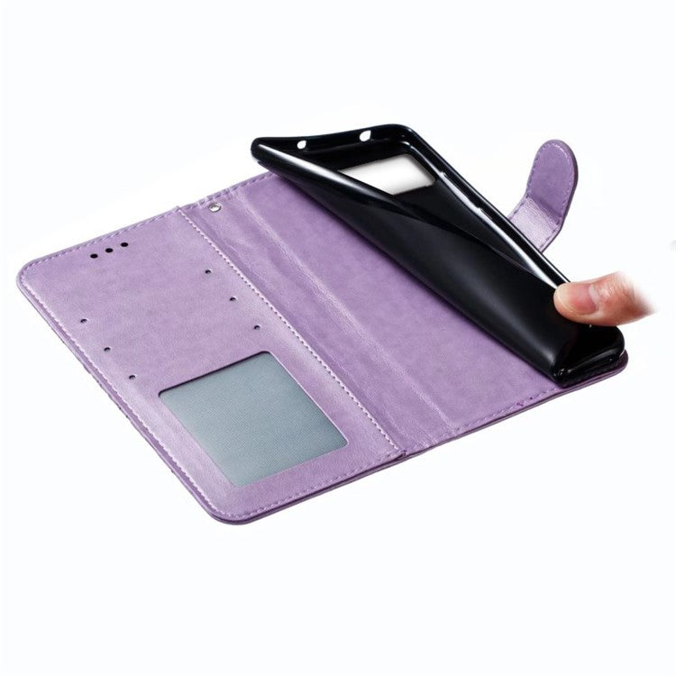 For Google Pixel 8a Case PU Leather Mandala Imprinted Design Wallet Phone Cover - Purple