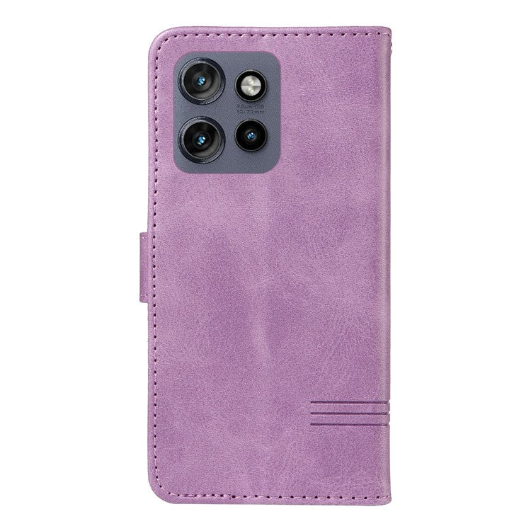 For Motorola Edge 50 Neo 5G / Moto S50 5G / Thinkphone 25 5G Case Flip Wallet T-Shape Lines Leather Phone Cover - Light Purple