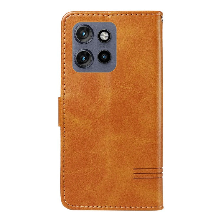 For Motorola Edge 50 Neo 5G / Moto S50 5G / Thinkphone 25 5G Case Flip Wallet T-Shape Lines Leather Phone Cover - Yellow
