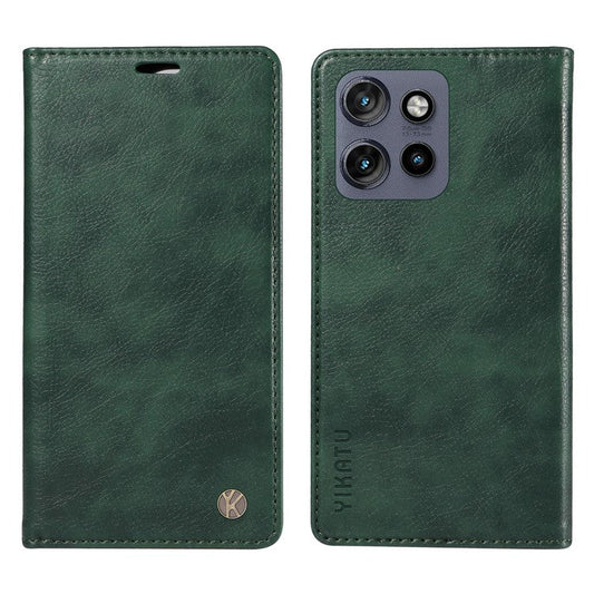 YIKATU YK-006 For Motorola Edge 50 Neo 5G / Moto S50 5G / Thinkphone 25 5G Case Wallet Litchi Grain Leather Phone Cover Magnetic Auto-Absorbed - Green