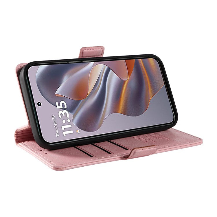 YIKATU YK-007 For Motorola Edge 50 Neo 5G / Moto S50 5G / Thinkphone 25 5G Case Side Buckle PU Leather Phone Cover Litchi Texture - Pink