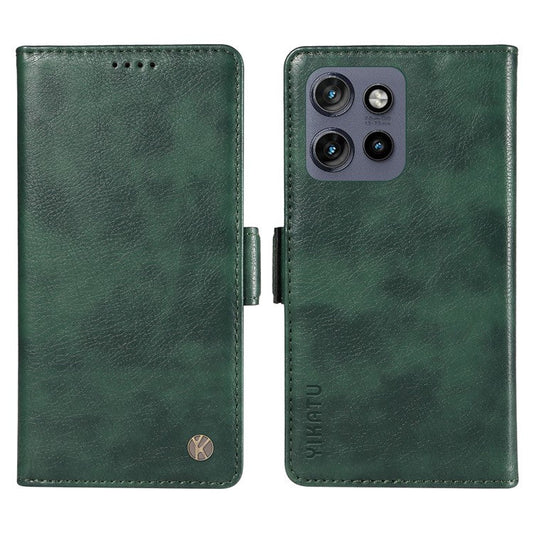 YIKATU YK-007 For Motorola Edge 50 Neo 5G / Moto S50 5G / Thinkphone 25 5G Case Side Buckle PU Leather Phone Cover Litchi Texture - Green