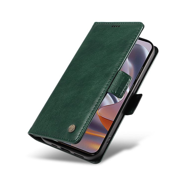 YIKATU YK-007 For Motorola Edge 50 Neo 5G / Moto S50 5G / Thinkphone 25 5G Case Side Buckle PU Leather Phone Cover Litchi Texture - Green