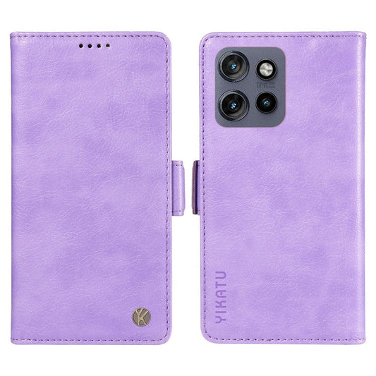 YIKATU YK-007 For Motorola Edge 50 Neo 5G / Moto S50 5G / Thinkphone 25 5G Case Side Buckle PU Leather Phone Cover Litchi Texture - Purple
