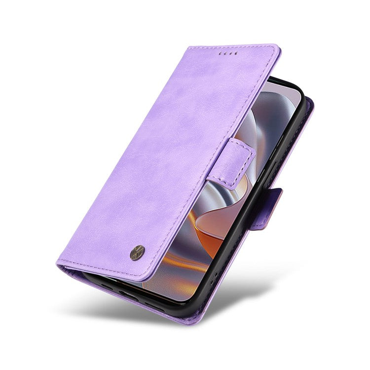 YIKATU YK-007 For Motorola Edge 50 Neo 5G / Moto S50 5G / Thinkphone 25 5G Case Side Buckle PU Leather Phone Cover Litchi Texture - Purple