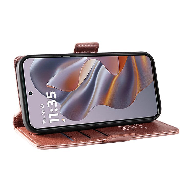 YIKATU YK-007 For Motorola Edge 50 Neo 5G / Moto S50 5G / Thinkphone 25 5G Case Side Buckle PU Leather Phone Cover Litchi Texture - Rose Gold