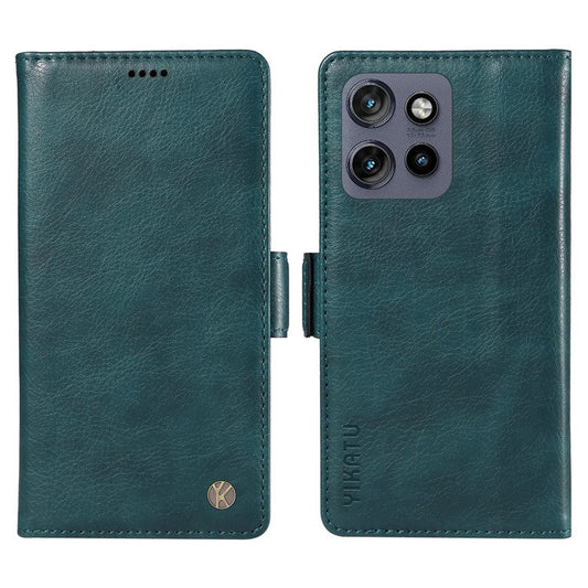 YIKATU YK-007 For Motorola Edge 50 Neo 5G / Moto S50 5G / Thinkphone 25 5G Case Side Buckle PU Leather Phone Cover Litchi Texture - Blue