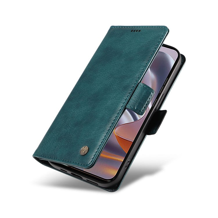 YIKATU YK-007 For Motorola Edge 50 Neo 5G / Moto S50 5G / Thinkphone 25 5G Case Side Buckle PU Leather Phone Cover Litchi Texture - Blue