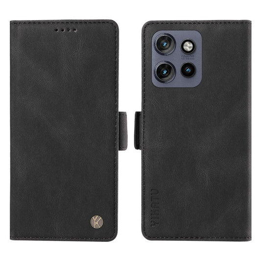 YIKATU YK-005 For Motorola Edge 50 Neo 5G / Moto S50 5G / Thinkphone 25 5G Case PU Leather Wallet Phone Cover Skin Touch Feeling - Black