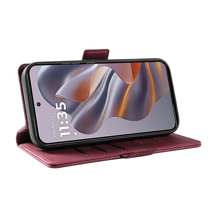 YIKATU YK-005 For Motorola Edge 50 Neo 5G / Moto S50 5G / Thinkphone 25 5G Case PU Leather Wallet Phone Cover Skin Touch Feeling - Wine Red