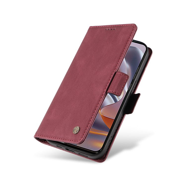 YIKATU YK-005 For Motorola Edge 50 Neo 5G / Moto S50 5G / Thinkphone 25 5G Case PU Leather Wallet Phone Cover Skin Touch Feeling - Wine Red