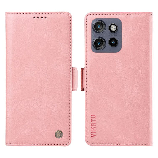 YIKATU YK-005 For Motorola Edge 50 Neo 5G / Moto S50 5G / Thinkphone 25 5G Case PU Leather Wallet Phone Cover Skin Touch Feeling - Pink
