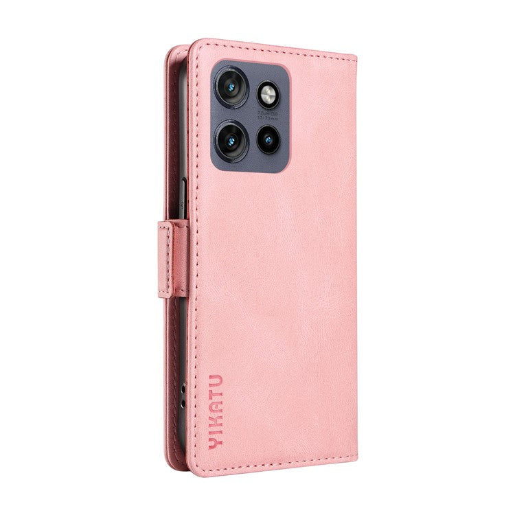 YIKATU YK-005 For Motorola Edge 50 Neo 5G / Moto S50 5G / Thinkphone 25 5G Case PU Leather Wallet Phone Cover Skin Touch Feeling - Pink