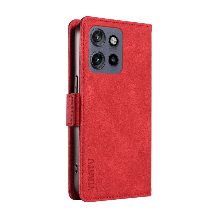 YIKATU YK-005 For Motorola Edge 50 Neo 5G / Moto S50 5G / Thinkphone 25 5G Case PU Leather Wallet Phone Cover Skin Touch Feeling - Red