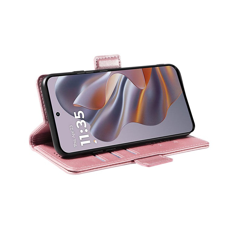 YIKATU YK-003 For Motorola Edge 50 Neo 5G / Moto S50 5G / Thinkphone 25 5G Case Wallet Stand Leather Phone Cover Side Buckle - Rose Gold