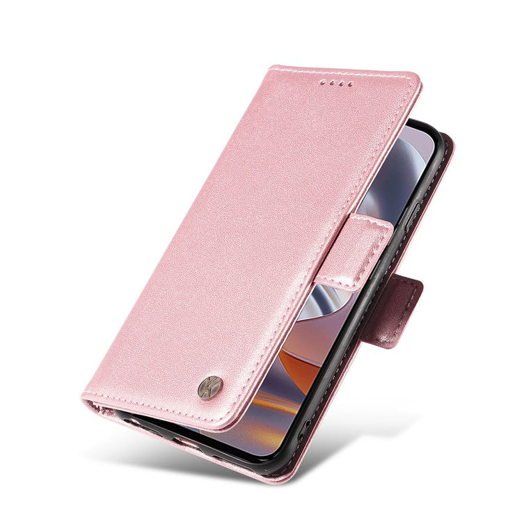 YIKATU YK-003 For Motorola Edge 50 Neo 5G / Moto S50 5G / Thinkphone 25 5G Case Wallet Stand Leather Phone Cover Side Buckle - Rose Gold