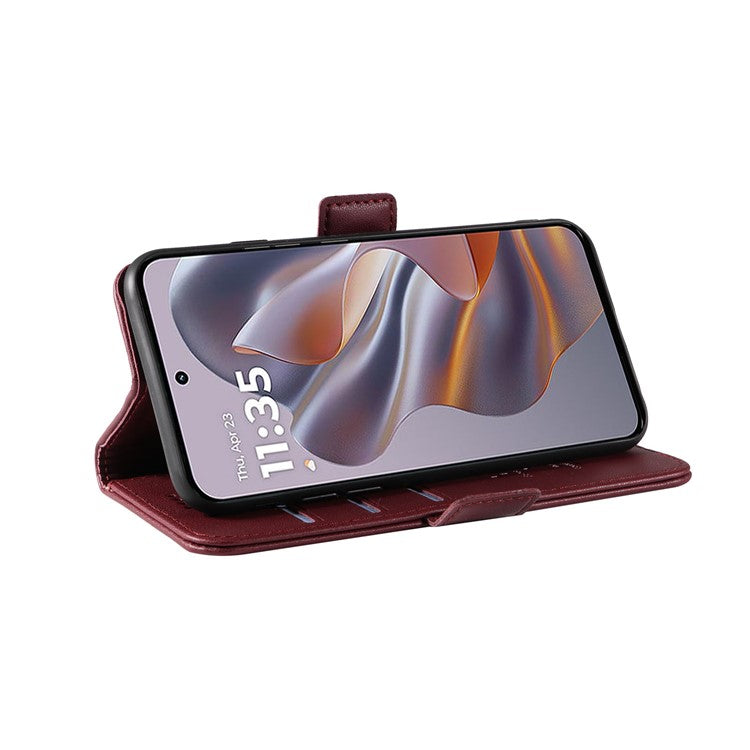 YIKATU YK-003 For Motorola Edge 50 Neo 5G / Moto S50 5G / Thinkphone 25 5G Case Wallet Stand Leather Phone Cover Side Buckle - Wine Red