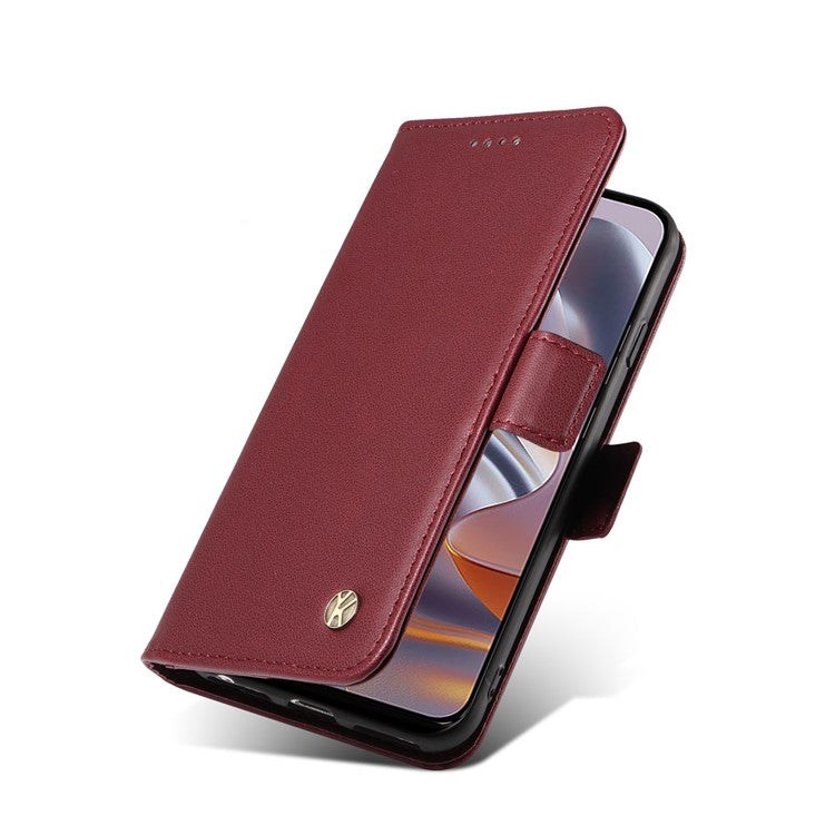 YIKATU YK-003 For Motorola Edge 50 Neo 5G / Moto S50 5G / Thinkphone 25 5G Case Wallet Stand Leather Phone Cover Side Buckle - Wine Red