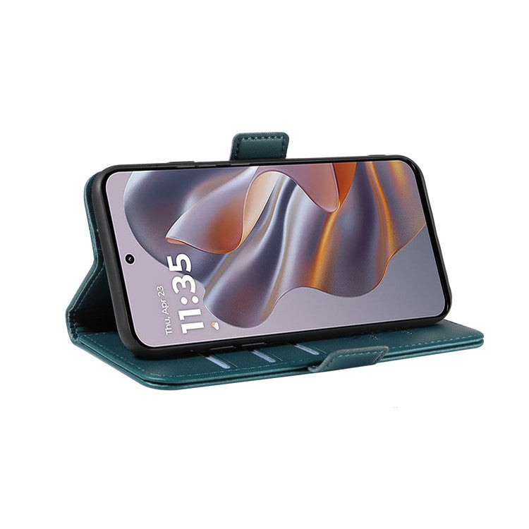 YIKATU YK-003 For Motorola Edge 50 Neo 5G Case Wallet Stand Leather Phone Cover Side Buckle - Green