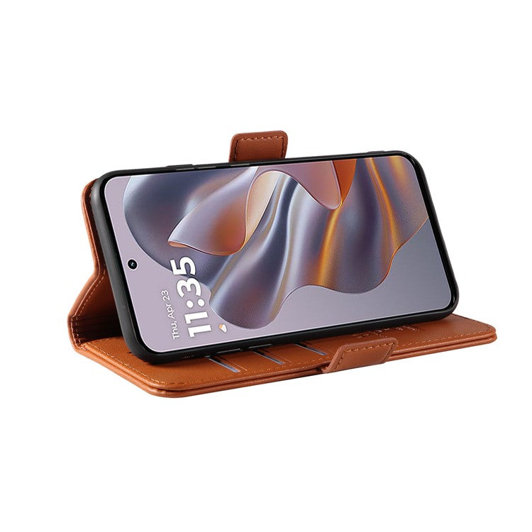 YIKATU YK-003 For Motorola Edge 50 Neo 5G Case Wallet Stand Leather Phone Cover Side Buckle - Brown