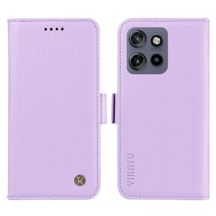 YIKATU YK-003 For Motorola Edge 50 Neo 5G / Moto S50 5G / Thinkphone 25 5G Case Wallet Stand Leather Phone Cover Side Buckle - Purple