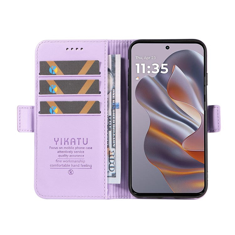 YIKATU YK-003 For Motorola Edge 50 Neo 5G / Moto S50 5G / Thinkphone 25 5G Case Wallet Stand Leather Phone Cover Side Buckle - Purple