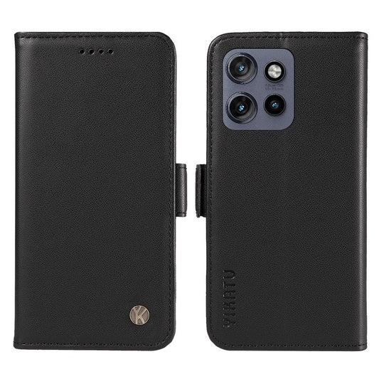 YIKATU YK-003 For Motorola Edge 50 Neo 5G / Moto S50 5G / Thinkphone 25 5G Case Wallet Stand Leather Phone Cover Side Buckle - Black
