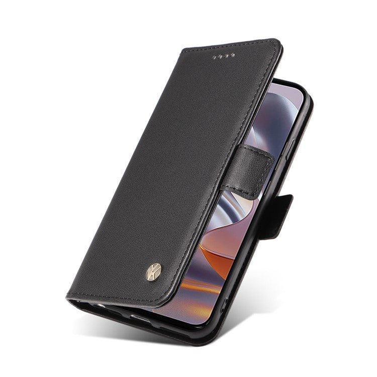 YIKATU YK-003 For Motorola Edge 50 Neo 5G / Moto S50 5G / Thinkphone 25 5G Case Wallet Stand Leather Phone Cover Side Buckle - Black