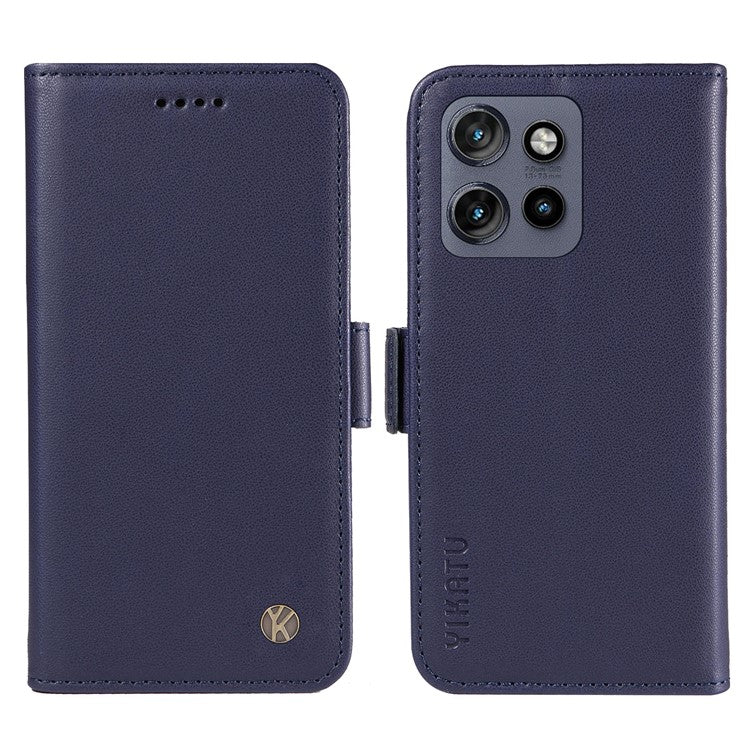 YIKATU YK-003 For Motorola Edge 50 Neo 5G Case Wallet Stand Leather Phone Cover Side Buckle - Sapphire