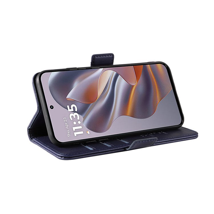 YIKATU YK-003 For Motorola Edge 50 Neo 5G Case Wallet Stand Leather Phone Cover Side Buckle - Sapphire