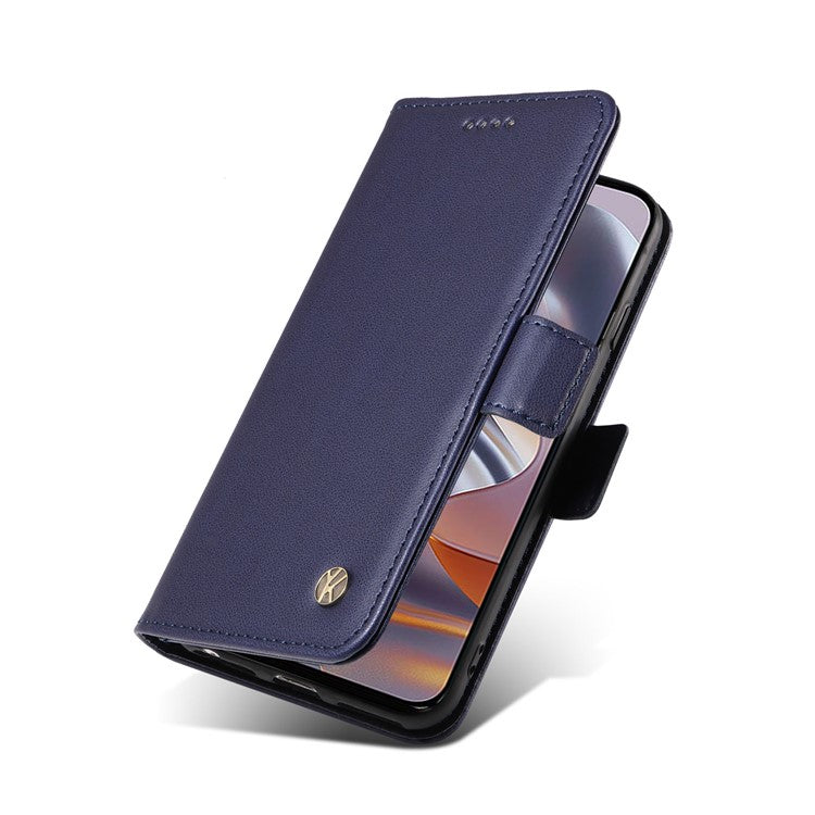 YIKATU YK-003 For Motorola Edge 50 Neo 5G Case Wallet Stand Leather Phone Cover Side Buckle - Sapphire