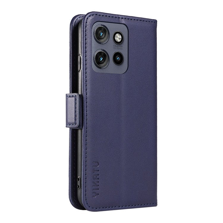 YIKATU YK-003 For Motorola Edge 50 Neo 5G Case Wallet Stand Leather Phone Cover Side Buckle - Sapphire