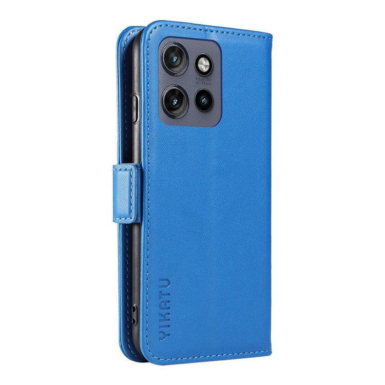 YIKATU YK-003 For Motorola Edge 50 Neo 5G Case Wallet Stand Leather Phone Cover Side Buckle - Sky Blue