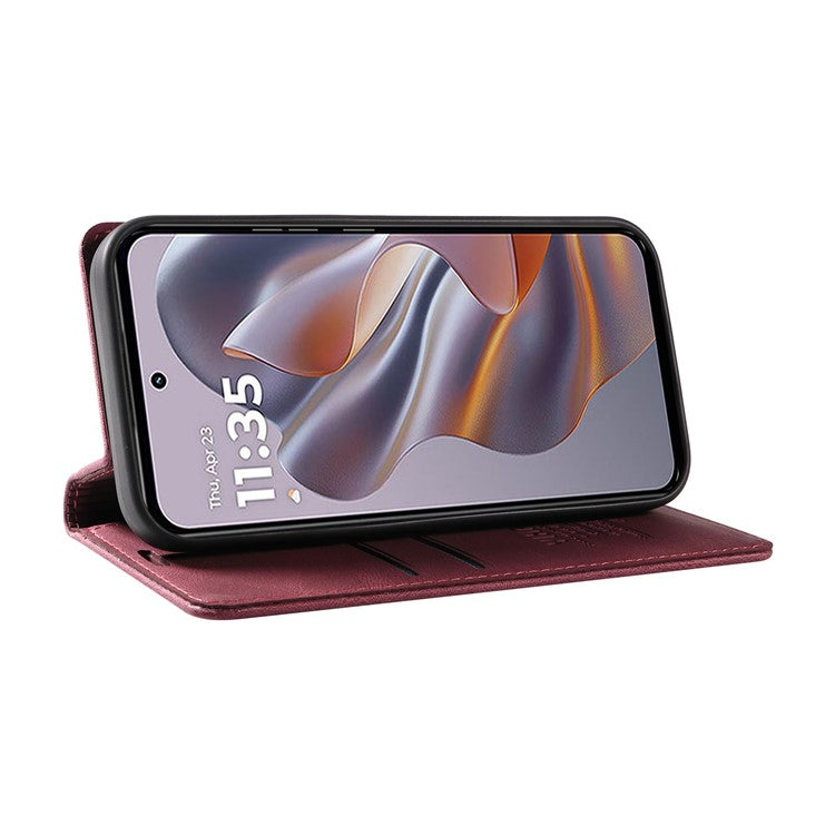 YIKATU YK-004 For Motorola Edge 50 Neo 5G / Moto S50 5G / Thinkphone 25 5G Case Leather Skin-Touch Phone Cover Magnetic Auto-Absorbed - Wine Red