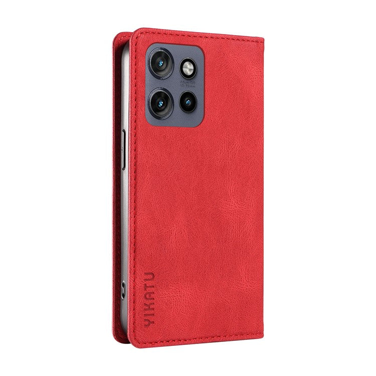 YIKATU YK-004 For Motorola Edge 50 Neo 5G / Moto S50 5G / Thinkphone 25 5G Case Leather Skin-Touch Phone Cover Magnetic Auto-Absorbed - Red