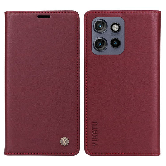 YIKATU YK-001 For Motorola Edge 50 Neo 5G / Moto S50 5G / Thinkphone 25 5G Case Stand Leather Phone Cover Strong Magnetic Closure - Wine Red