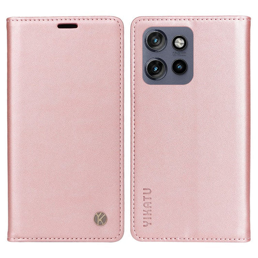 YIKATU YK-001 For Motorola Edge 50 Neo 5G / Moto S50 5G / Thinkphone 25 5G Case Stand Leather Phone Cover Strong Magnetic Closure - Rose Gold