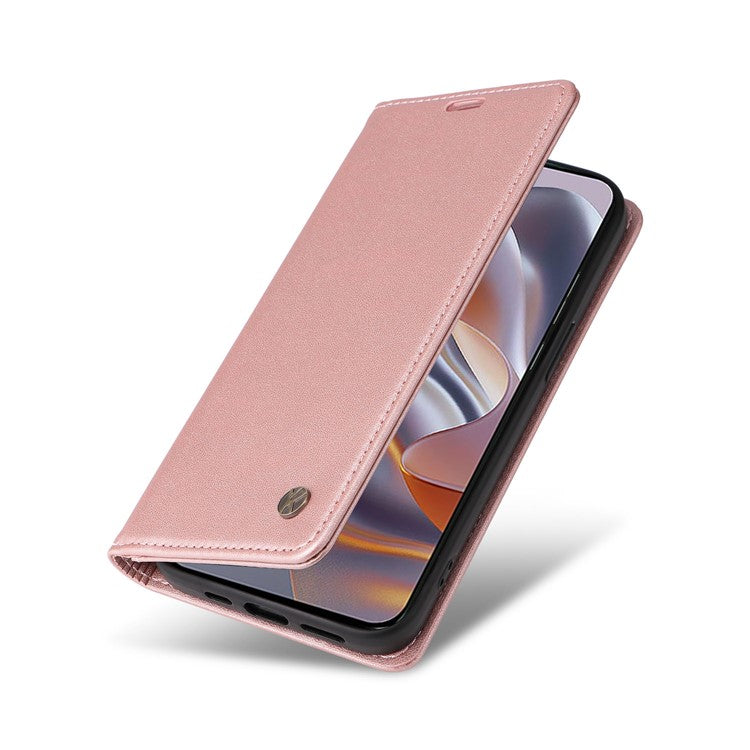 YIKATU YK-001 For Motorola Edge 50 Neo 5G / Moto S50 5G / Thinkphone 25 5G Case Stand Leather Phone Cover Strong Magnetic Closure - Rose Gold