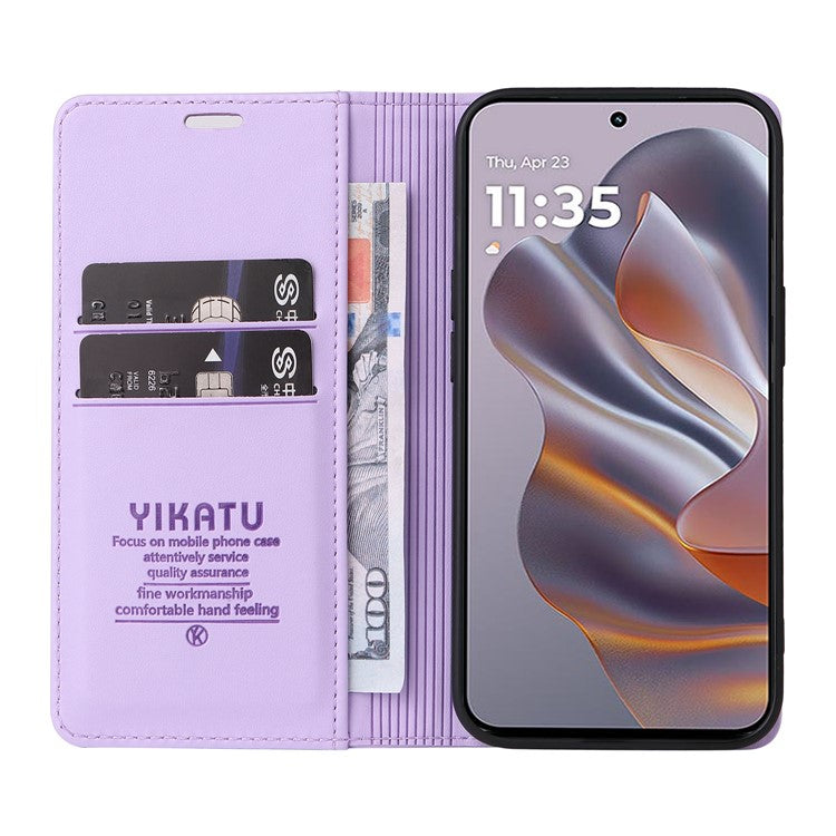 YIKATU YK-001 For Motorola Edge 50 Neo 5G / Moto S50 5G / Thinkphone 25 5G Case Stand Leather Phone Cover Strong Magnetic Closure - Light Purple