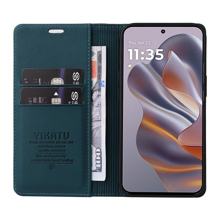 YIKATU YK-001 For Motorola Edge 50 Neo 5G / Moto S50 5G / Thinkphone 25 5G Case Stand Leather Phone Cover Strong Magnetic Closure - Green