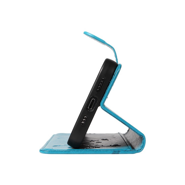 For Motorola Edge 50 Neo 5G / Moto S50 5G / Thinkphone 25 5G Case Flower Pattern PU Leather Wallet Phone Cover - Blue