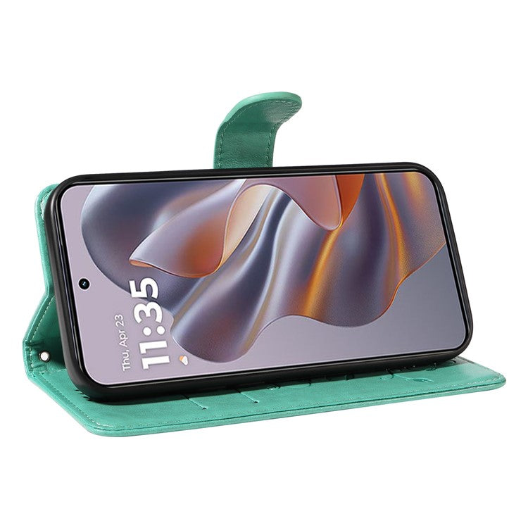 For Motorola Edge 50 Neo 5G / Moto S50 5G / Thinkphone 25 5G Case Flower Pattern PU Leather Wallet Phone Cover - Green