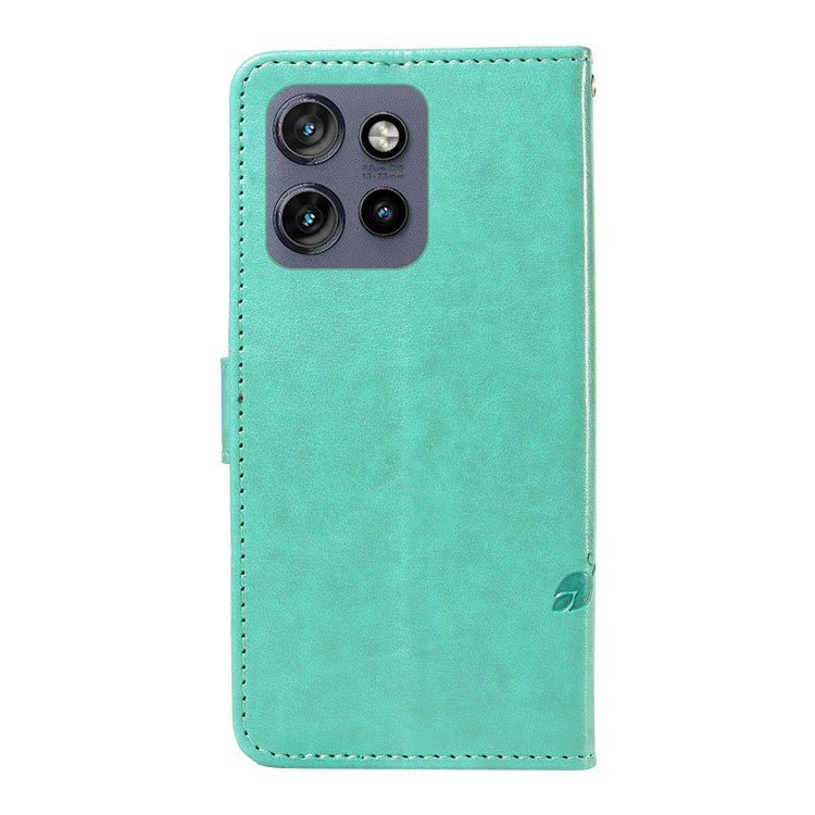 For Motorola Edge 50 Neo 5G / Moto S50 5G / Thinkphone 25 5G Case Flower Pattern PU Leather Wallet Phone Cover - Green