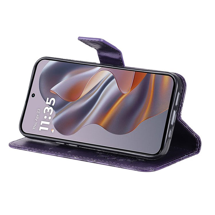 KT Imprinting Flower Series-1 For Motorola Edge 50 Neo 5G / Moto S50 5G / Thinkphone 25 5G Case Sunflower Leather Wallet Phone Cover - Purple