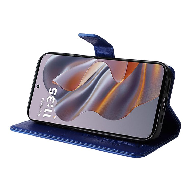 KT Imprinting Flower Series-2 For Motorola Edge 50 Neo 5G / Moto S50 5G / Thinkphone 25 5G Case Butterfly Leather Phone Cover - Blue