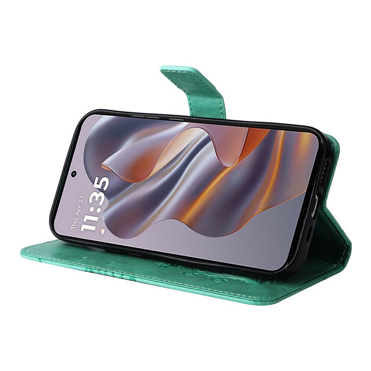KT Imprinting Flower Series-2 For Motorola Edge 50 Neo 5G / Moto S50 5G / Thinkphone 25 5G Case Butterfly Leather Phone Cover - Green
