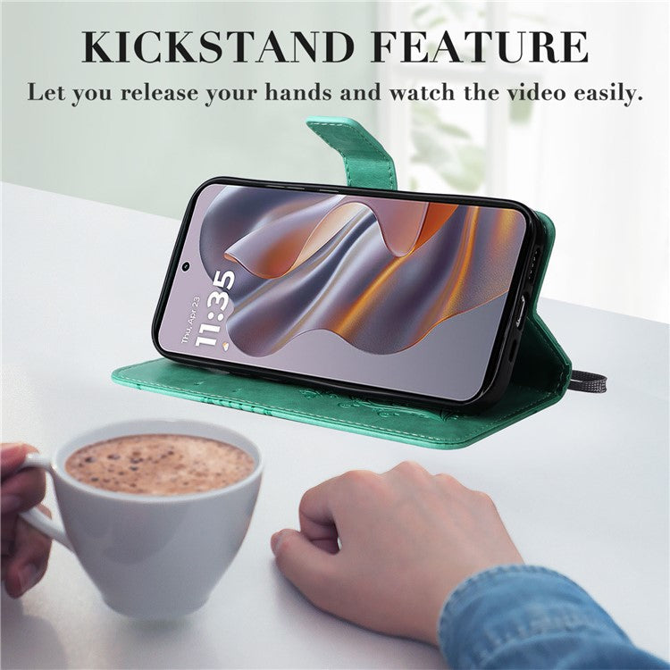 KT Imprinting Flower Series-2 For Motorola Edge 50 Neo 5G / Moto S50 5G / Thinkphone 25 5G Case Butterfly Leather Phone Cover - Green
