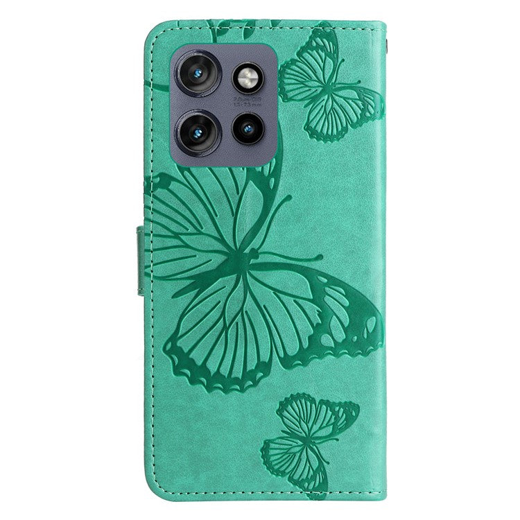 KT Imprinting Flower Series-2 For Motorola Edge 50 Neo 5G / Moto S50 5G / Thinkphone 25 5G Case Butterfly Leather Phone Cover - Green