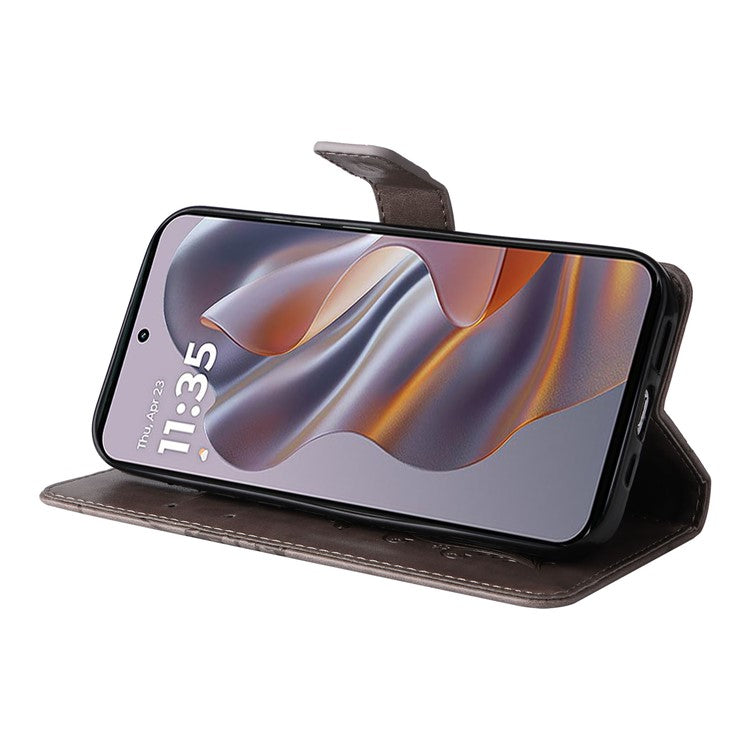 KT Imprinting Flower Series-2 For Motorola Edge 50 Neo 5G / Moto S50 5G / Thinkphone 25 5G Case Butterfly Leather Phone Cover - Grey